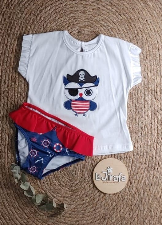 Conjunto de baño BUHO PIRATA niña